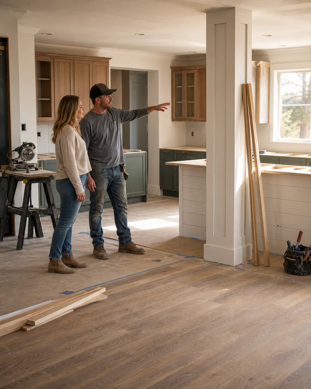Colorado contractor talking with homeowners about construction work