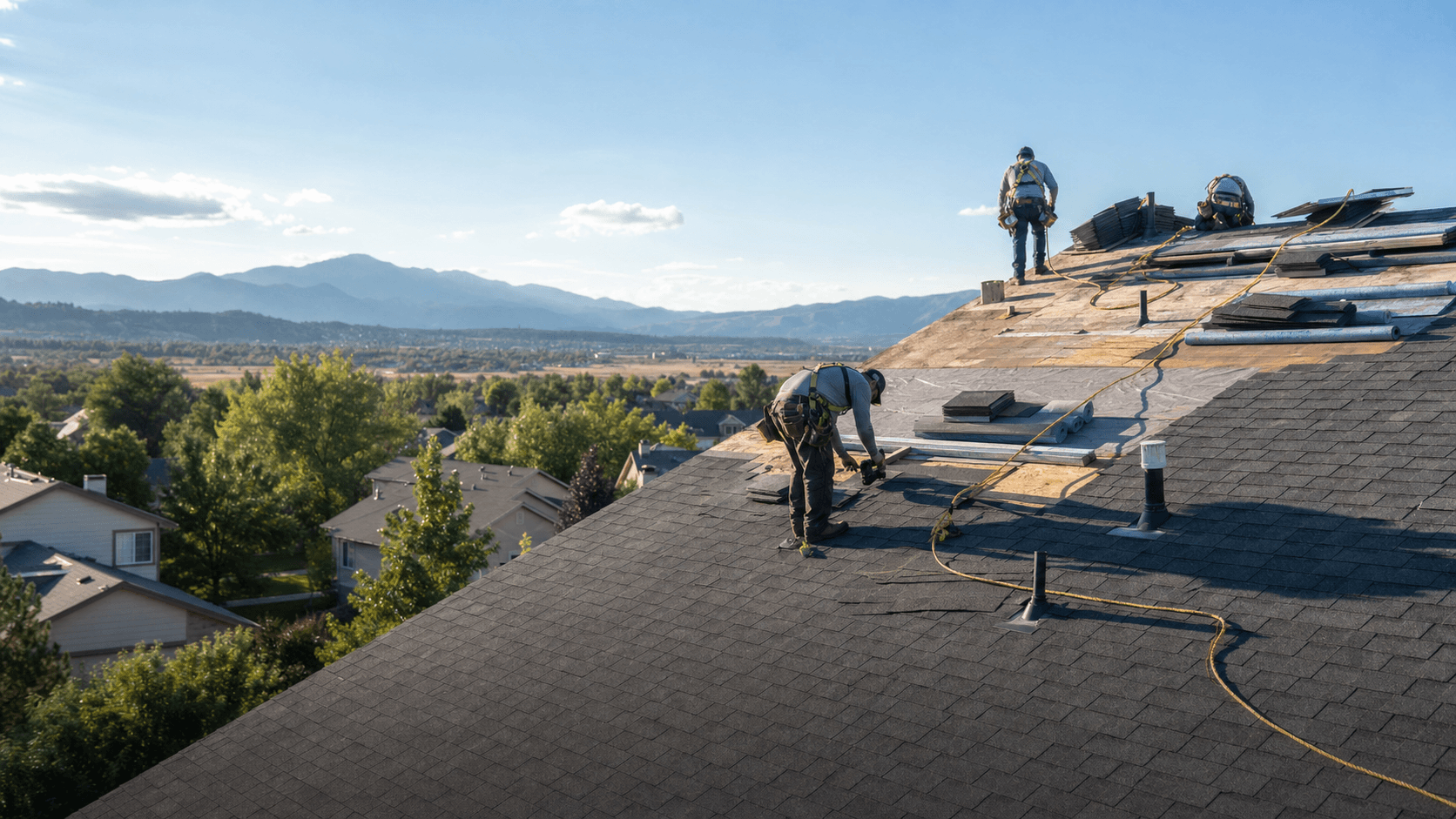 Roofing contractor work on a Windsor Colorado home