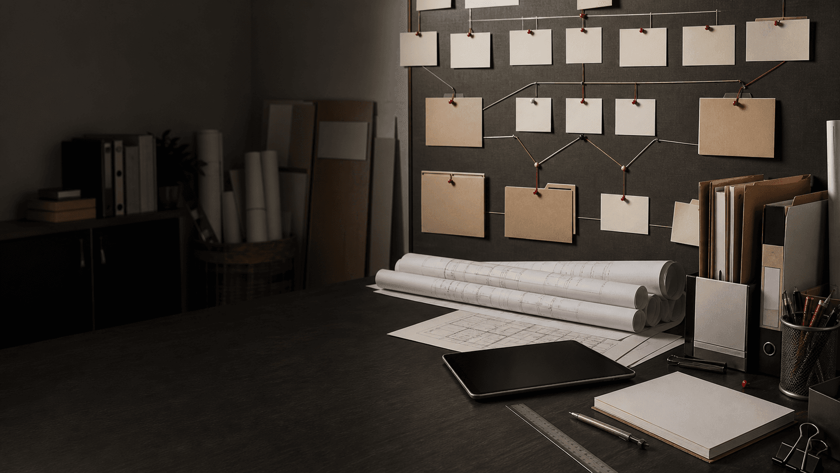 Organized route planning board for a construction services website